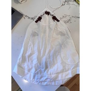 Free People White Tunic/Dress Brown Floral Embroidery Halter Neck